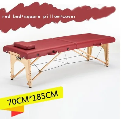 red 185 см* 70 см кровать+ покрывало+ квадратная подушка, спа тату Красота Мебель портативная складная Массажная кровать лицевой стол для массажного салона - Цвет: red