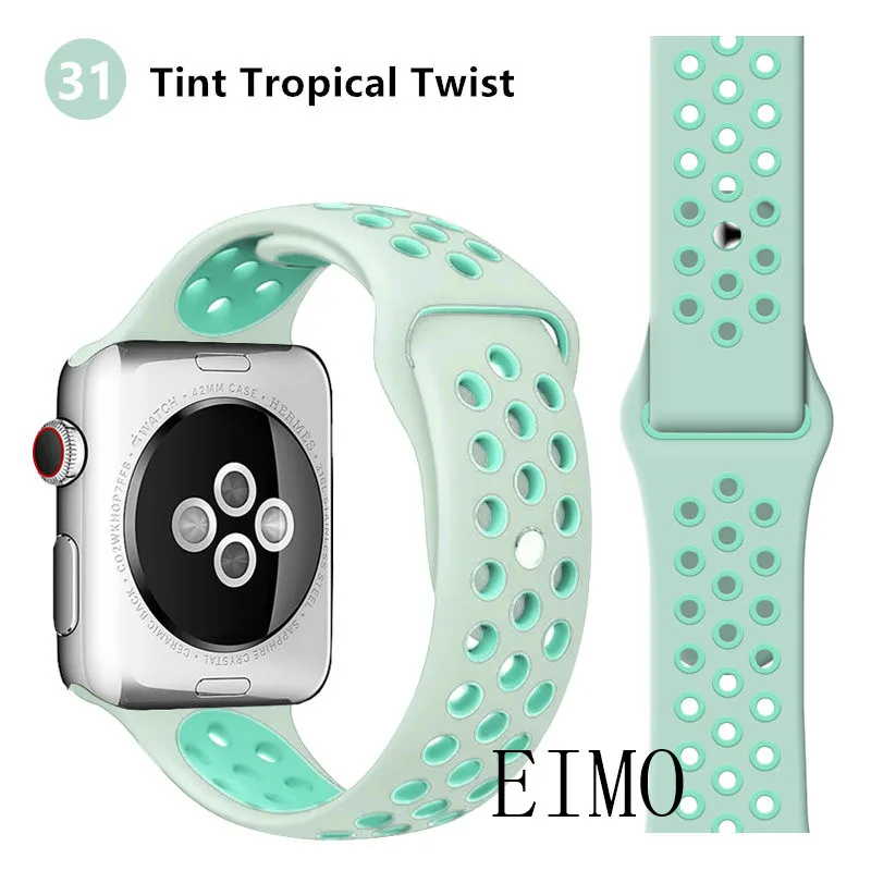 TintTropical Twist31 Ремешок для apple watch 5 4 band iwatch series 4 3 2 correa apple watch 42 мм 38 мм 44 мм 40 мм силиконовый браслет pulseira ремешок для часов - Цвет ремешка: TintTropical Twist31