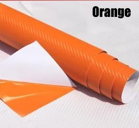 Orange 127 см x 30 см серая 3D пленка из углеродного волокна, автомобильные наклейки, водонепроницаемые наклейки для стайлинга автомобиля, обертка для автомобиля, детали автомобиля, аксессуары автомобиля наклейки - Название цвета: Orange
