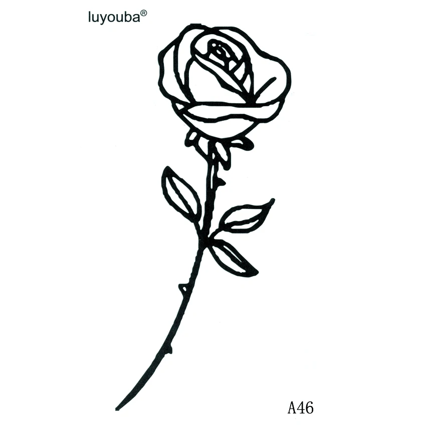 Black Littler Rose поддельные татуировки Tatuajes Tatuagem боди-арт водонепроницаемые временные татуировки наклейки цветы временные тату наклейки