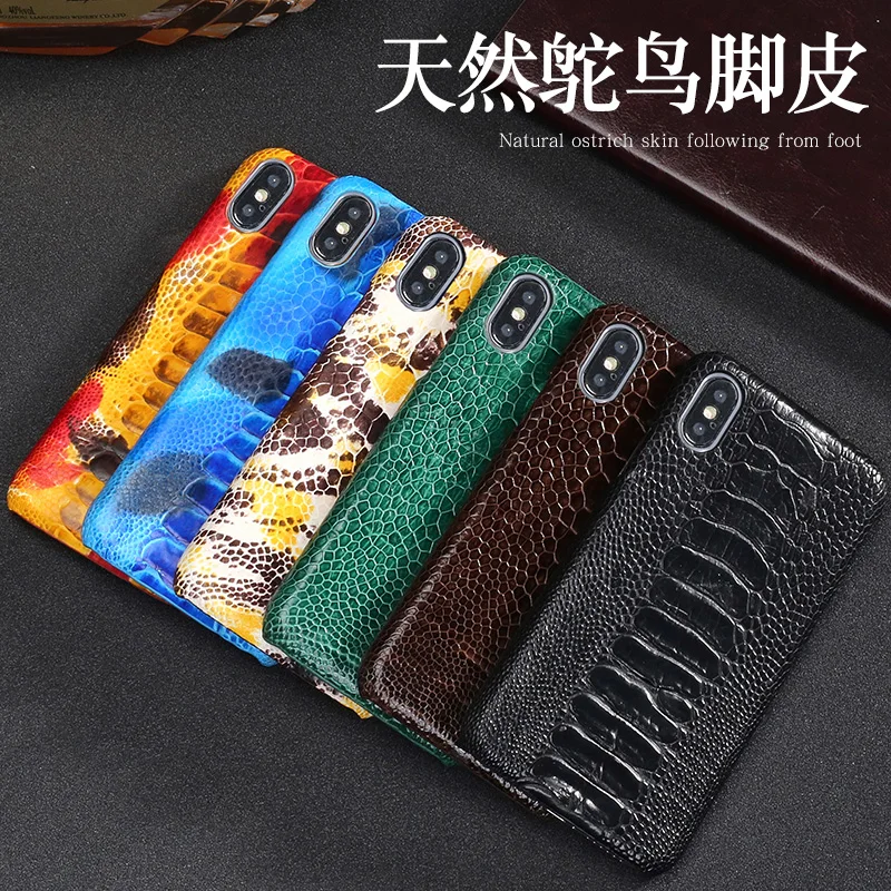 

Luxury Natural leather Phone Cases For iPhone 7 8 Plus X Xs Max Case Real Ostrich Foot skin Back Cover For 6 6s 6p 7p 8p case