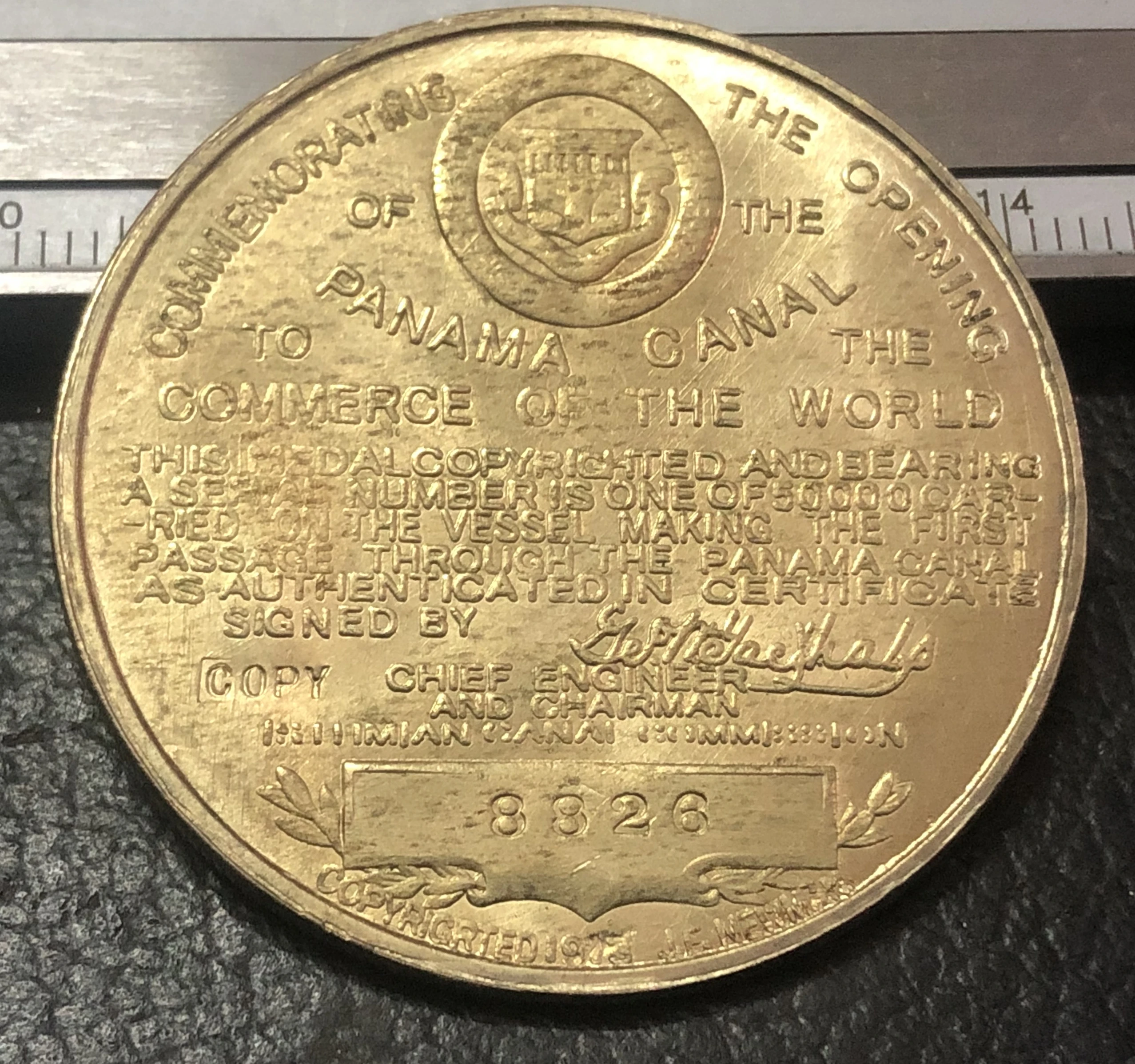 Бронзовая медаль Завершенная в 1913 Панамском канале № 8826 так называется|medal
