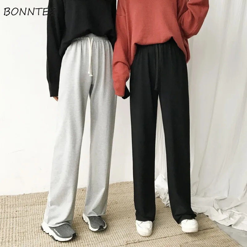 Женские прямые хлопковые брюки трендовые простые с высокой талией женские