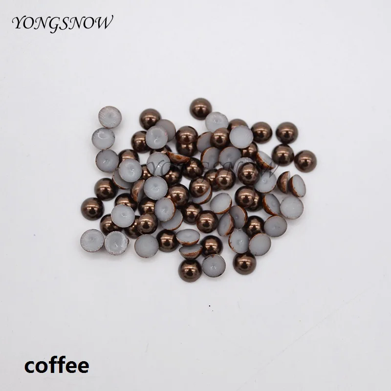 coffee 100 шт./лот 6 мм Разноцветные Акриловые полукруглые плоские имитация жемчуга бусины для свадебной вечеринки украшения своими руками аксессуары - Цвет: coffee