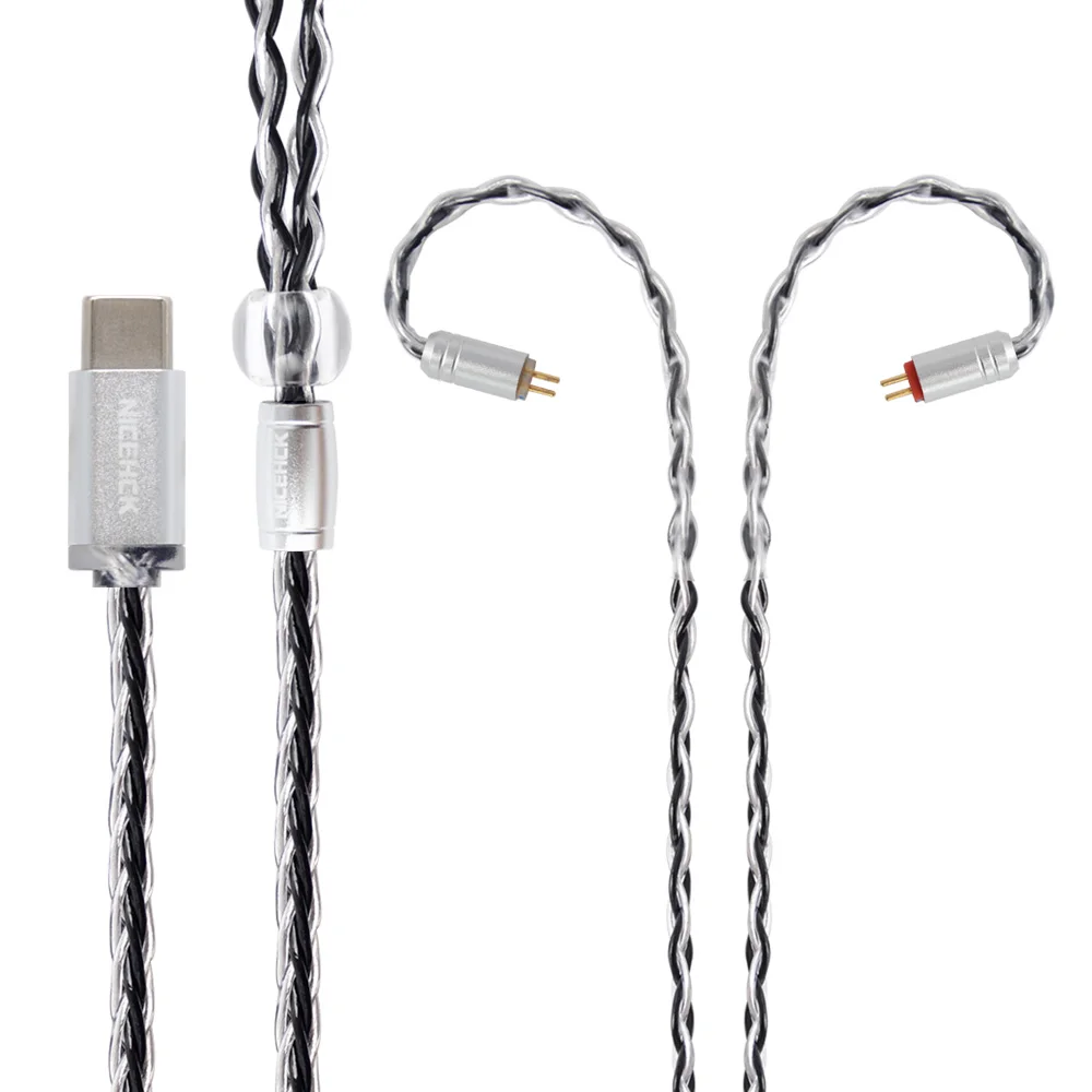 Type-C with 2Pin NICEHCK 8 Core посеребренный кабель обновления Тип C/Тип-C/3,5/2,5/4,4 мм MMCX/2Pin для KZZSN/ZS7/ZSX CCAC10/C12 NICEHCK NX7 Pro/DB3 - Цвет: Type-C with 2Pin