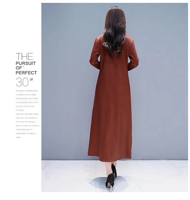 Retro chinese style print dress 2018 winter new plus velvet thickening temperament women fashion warm size M~4XL | Женская одежда
