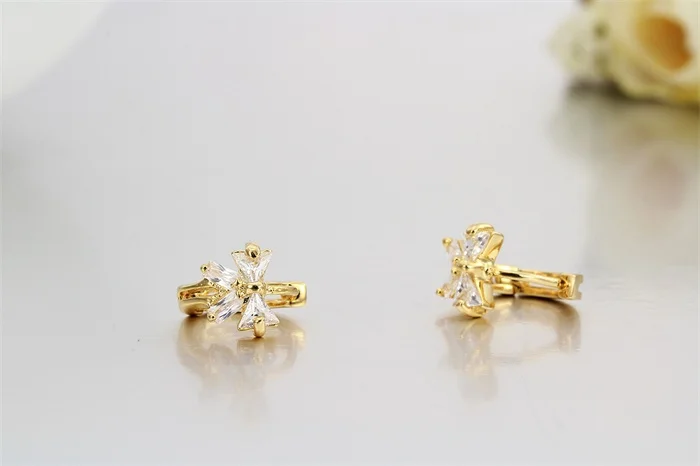 Cute Gold Color Bowknot w/ CZ Crystals Round Circle Huggies Small Hoop Earrings for Women Children Girls Baby Kids Jewelry Aros|jewelry plus size