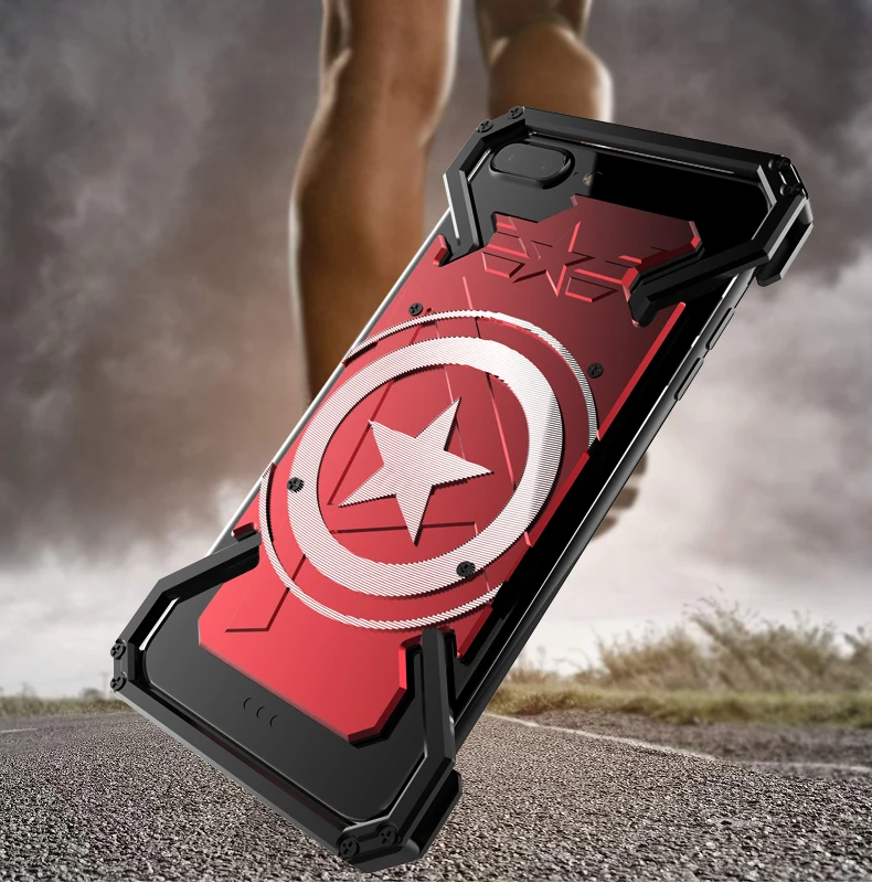 Чехол для телефона с усиленной пылью iphone 6 6s 7 8 plus Super hero Captain America металлический