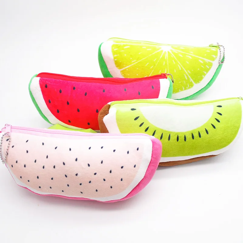 

Fashion Cute Velvet Fruit Shape Pencil Cases Stationery Kids Plush Toy Girls Pencilcase Party Gift Woman Makeup Cosmetic Handbag