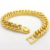 mens bracelet double curb chain solid gold filled thick heavy wrist chain tight rock style handsome mens jewelry 8 3inches