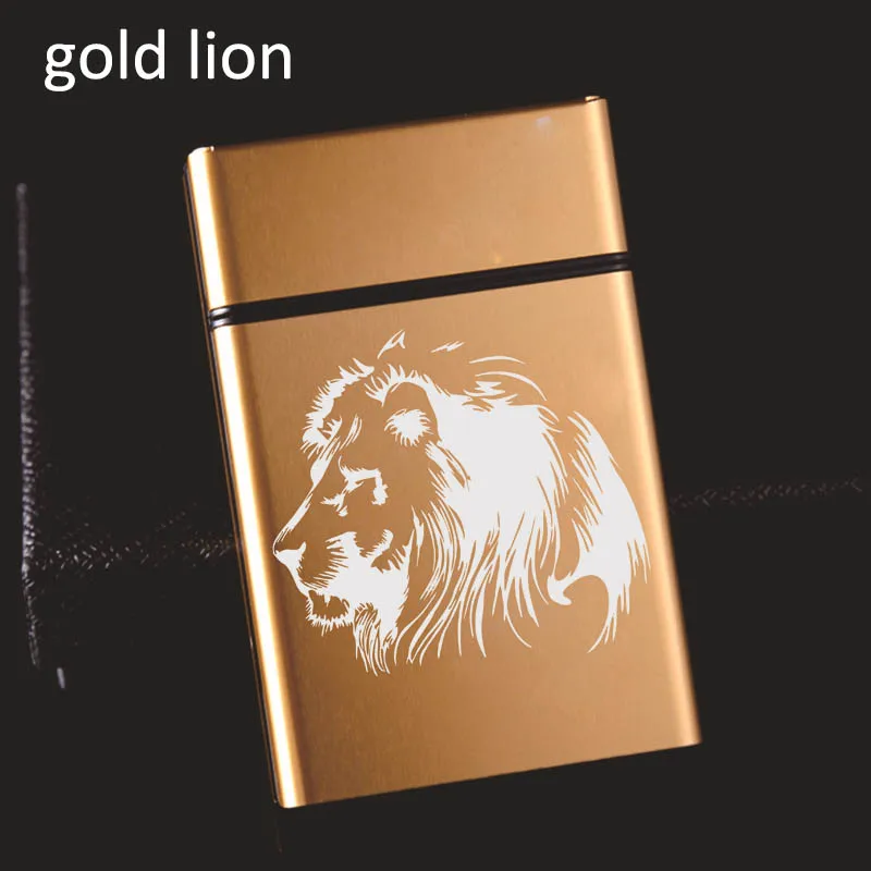 gold lion Автоматическая крышка бомбы, аксессуары для курения, держатель для сигарет, металлический чехол для сигарет, карманная коробка, контейнер для хранения дыма - Цвет: gold lion