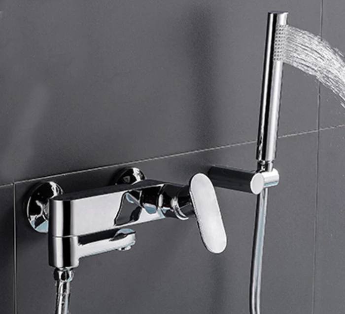 

Bathtub Shower Set Wall Mounted Waterfall Bath Faucet, Bathroom Cold and Hot Mixer Taps Brass Chrome IS430
