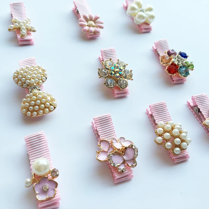 Wholesale 100pcs/lot Princess Baby Hair Clips Cute Crown Star butterfly Pearls Hairpins Children Accessories Wrapped Bow |