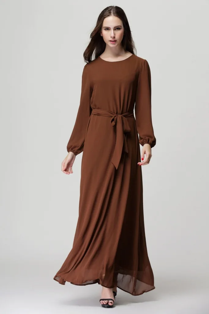 Прозрачный запас мусульманских женщин с длинным рукавом Дубай платье макси abaya