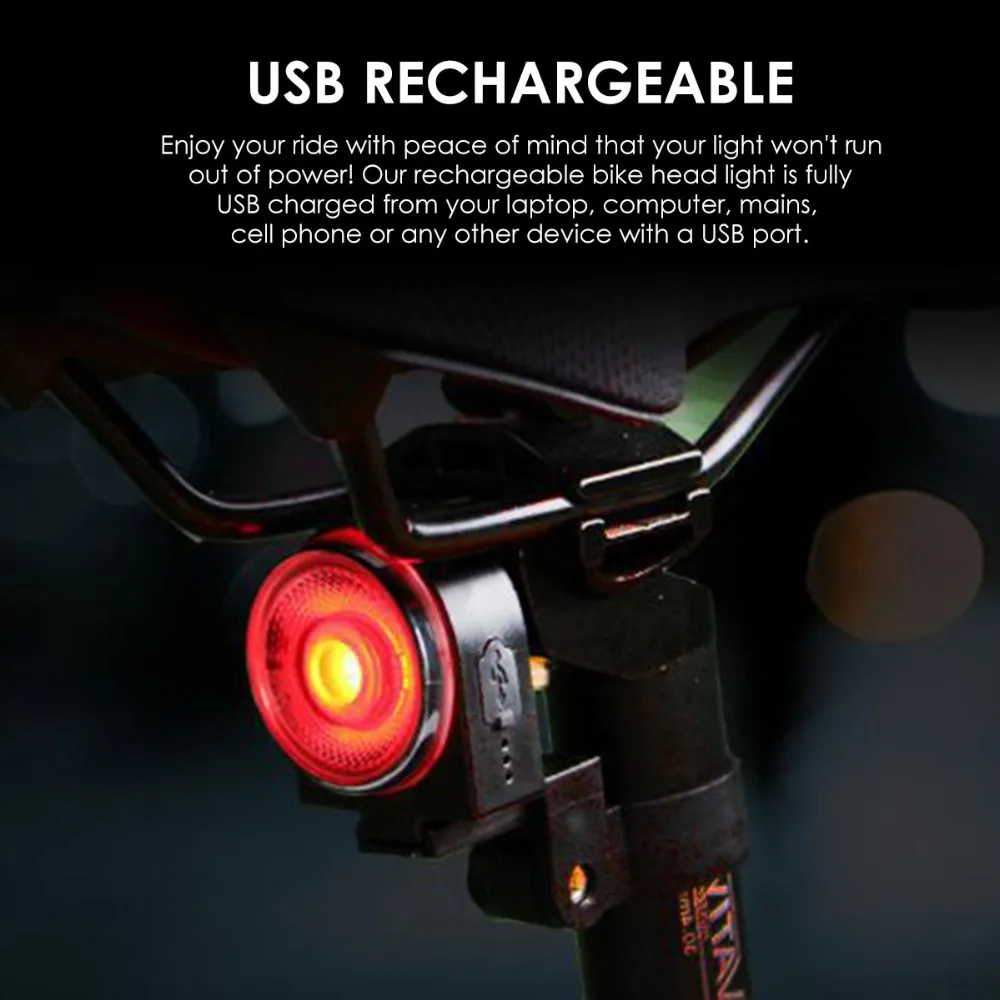 Велосипед светодиодный Красочные хвост светильник USB быстрая зарядка MTB руль для