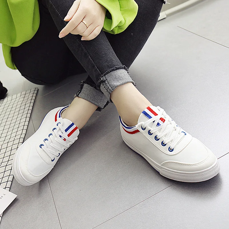 Женская парусиновая обувь на плоской подошве zapatillas deportivas mujer повседневная белого