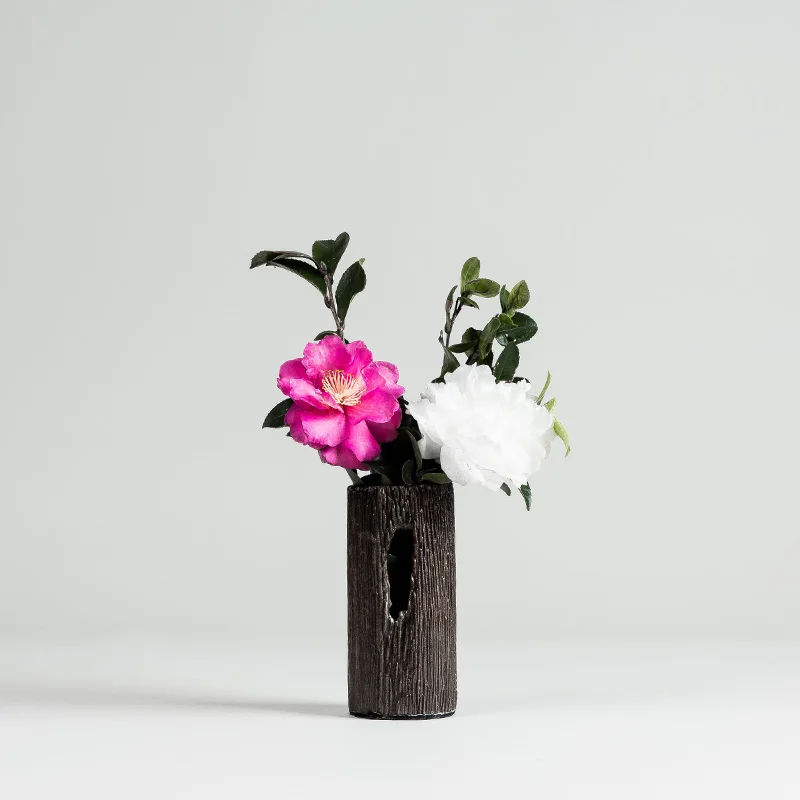 Винтажная ваза Zen Style Ikebana Цветочная креативная грубая керамика дерево зерно