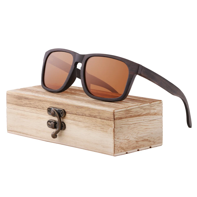 brown lens with case BerWer Ebony деревянные солнцезащитные очки с поляризованными линзами и модный дизайн из дерева очки дропшиппинг - Цвет линз: brown lens with case