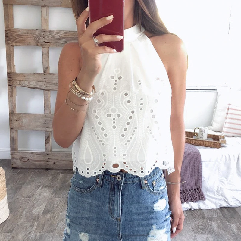 Lessverge пикантные белые женские кроп топ с вышивкой хлопковые летние майки рубашки