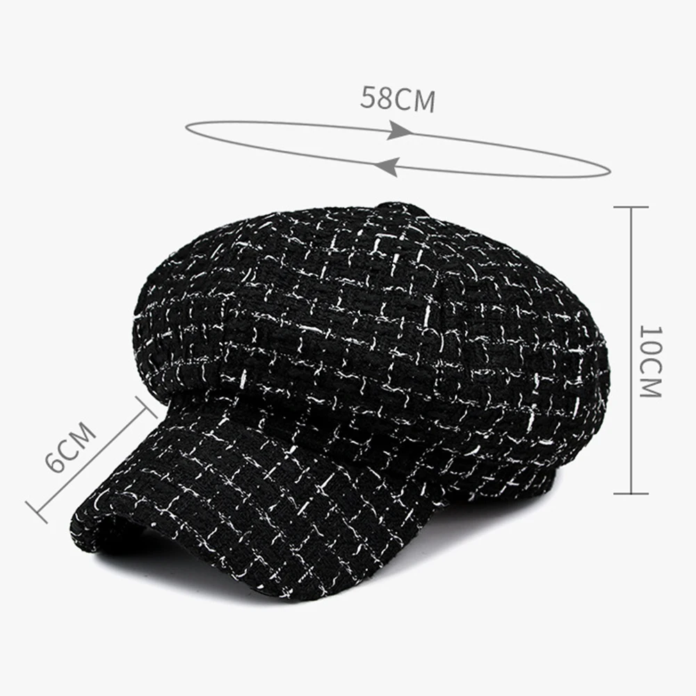 Винтаж плед для женщин шерстяные кепки Beanie шляпа на зиму осень повседневное