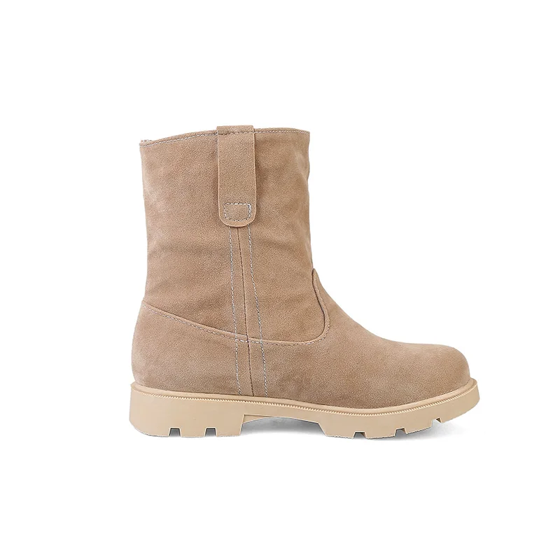 Женские сапоги без застежки Phoentin розовые из флока с плюшевой подкладкой до