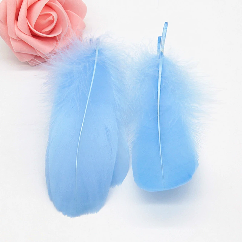 Sky blue 50pcs Разноцветные Шлейфы Лебедь Feathers10-15cm гусиное перо сценический шлейф Ловец снов промытый гусиный пух пушистый шлейф для свадьбы 50 шт - Цвет: Sky blue 50pcs