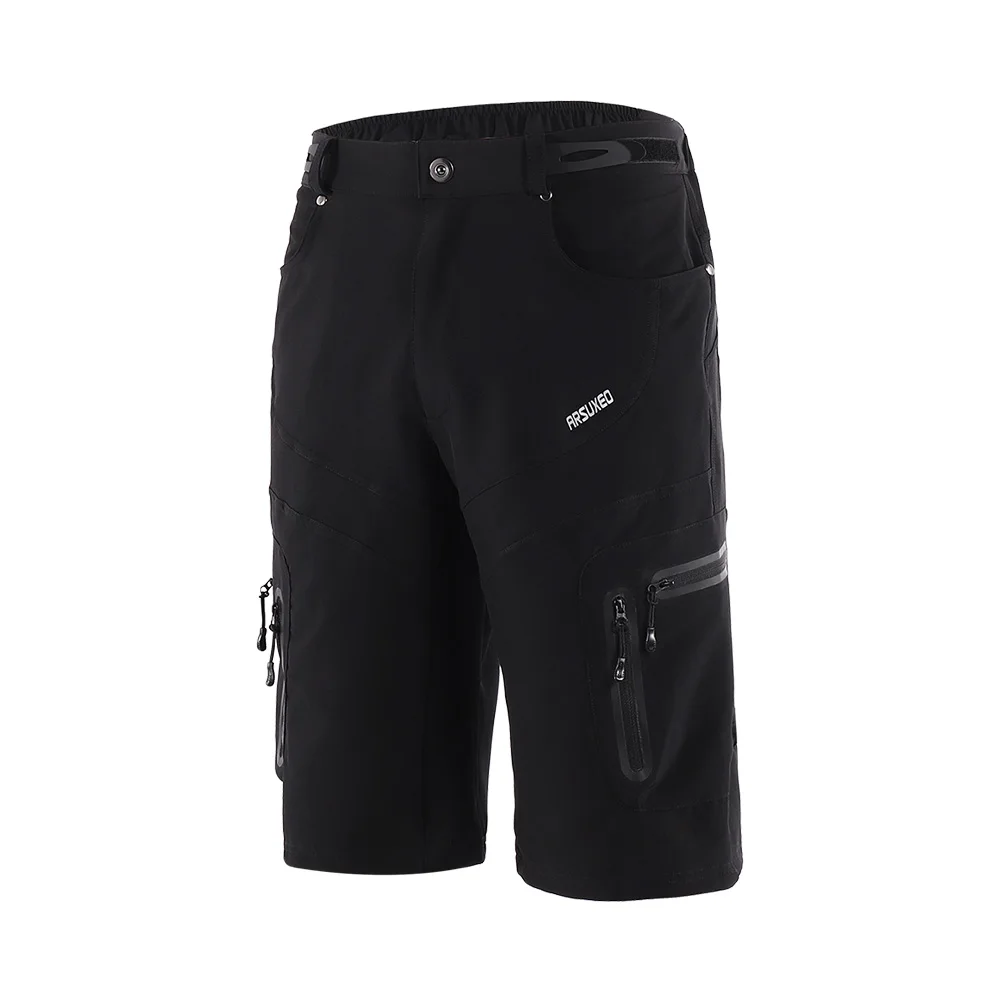 black ARSUXEO мужские спортивные шорты для активного отдыха, велосипедные шорты для горного велосипеда, велосипедные шорты, водонепроницаемые дышащие 1806 - Цвет: black