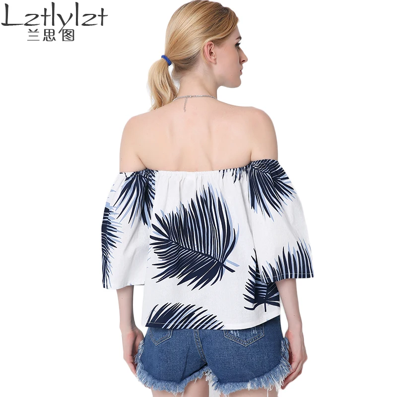 2017 модные женские туфли с принтом хлопковые рубашки Sexy плеча футболки