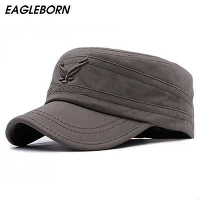 Army green EAGLEBORN, хлопок, с вышивкой в виде орла, Кепка с плоским верхом, для женщин и мужчин, Snapback, кепка s, Ретро стиль, армейская Кепка, кадетский Военный патруль, Кепка унисекс - Цвет: Army green