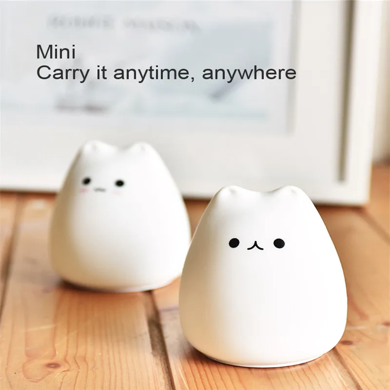7 Красочный миниатюрный usb-светодиод детский Кот собачий силиконовый мягкий Кот детский ночник креативный перезаряжаемый лампочка для детской спальни светильник
