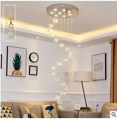 Вращающаяся лестница люстра вилла дуплекс хрустальная здание средний пол