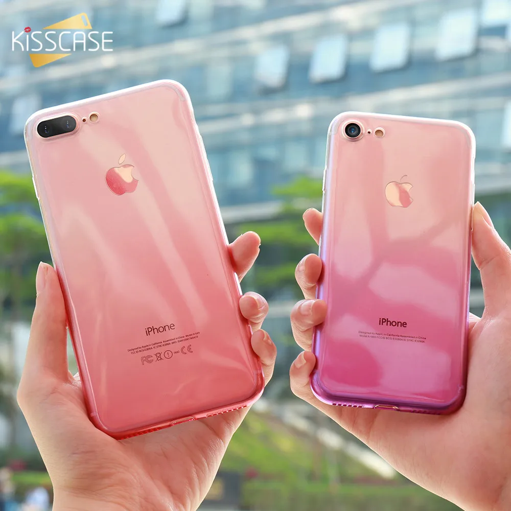 KISSCASE мягкий градиент силиконовые чехлы для iPhone 6 6s 5 5S SE чехол 7 8 плюс XS MAX XR X Ultra Slim