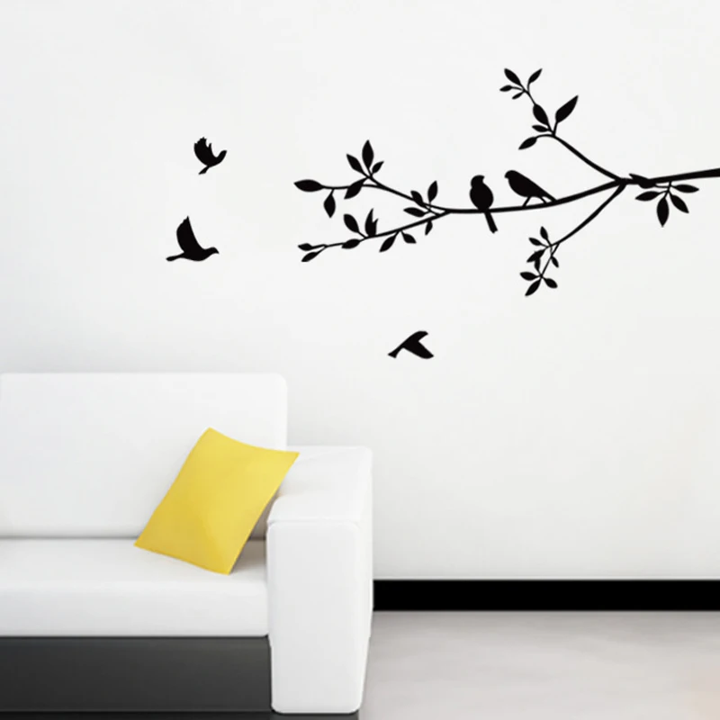 Простой стиль Птицы и ветви стикер на стену домашняя спальня гостиная фон