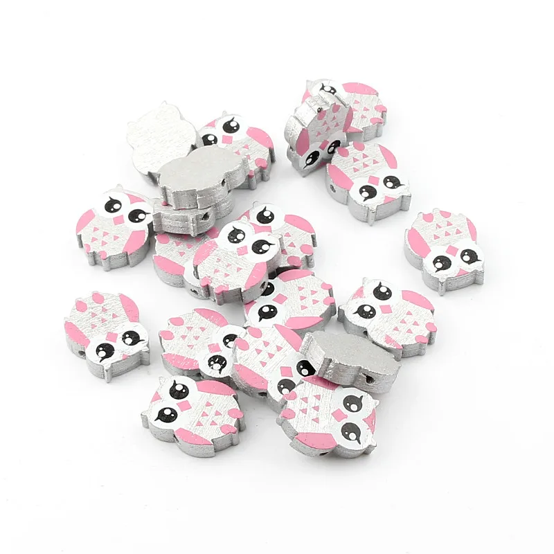 Бусины деревянные Серебристые в форме совы 22x17 мм 50 шт./лот|beads for jewelry making|wooden beadsbeads