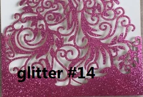 glitter hot pink 10 шт. лазерная резка блестящая золотая пригласительная карта корона на заказ, завязывается темно-синий бант, напечатанная вставка бумаги с конвертом - Цвет: glitter hot pink