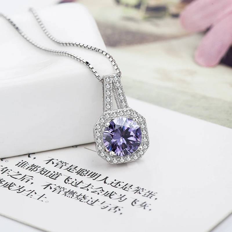 Luxury Pendant Brand Quality Jewelry Cushion Halo Zircon Carbon 925 Necklace Clavicle Chain Women Anniversary with Box | Украшения и