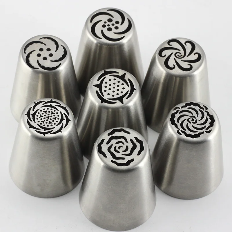 Mujiang 7Pcs/Set New Flower Russian Nozzles Icing Piping Pastry Tips 1Pcs Coupler Cupcake Decorating Dessert Baking Tools - купить по