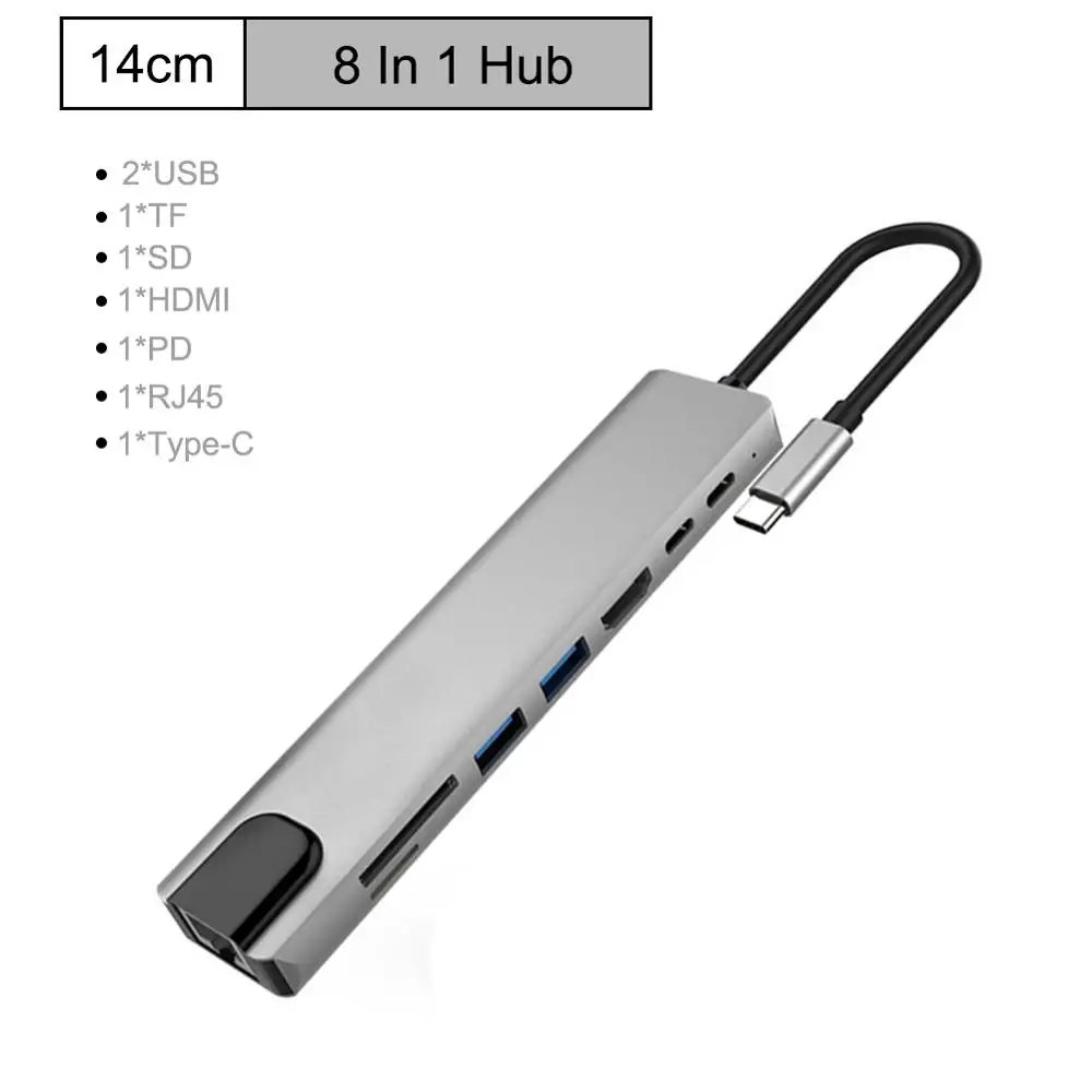 6 USB C концентратор 9 в 1 USB C адаптер концентратор для Ethernet HDMI концентратор данных/PD Зарядка 3 Usb 3,0 SD/TF кард-ридер/3,5 мм аудио - Цвет: 6