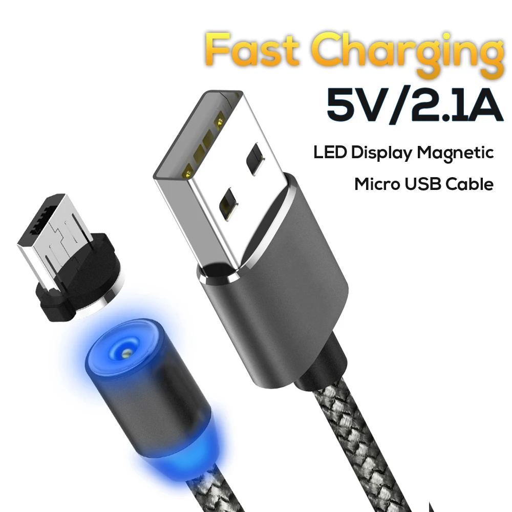 2.1A Магнитный Micro USB кабель зарядное устройство Быстрая зарядка для Samsung s6 S7 s8 TYPE C