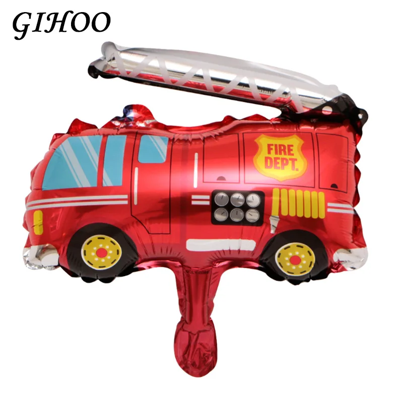 Fire Engine 10 шт. мини-пожарная машина фольгированные шары «С Днем Рождения» вечерние украшения дети ребенок душ мальчик Globos игрушка автомобиль школьный автобус Танк балон - Цвет: Fire Engine