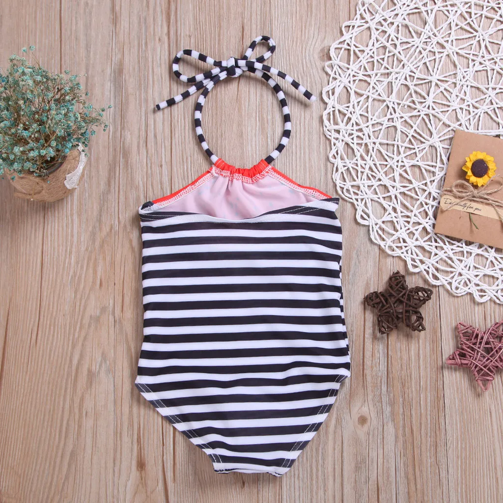 Модные Детские бикини в полоску с фруктовым принтом для маленьких девочек