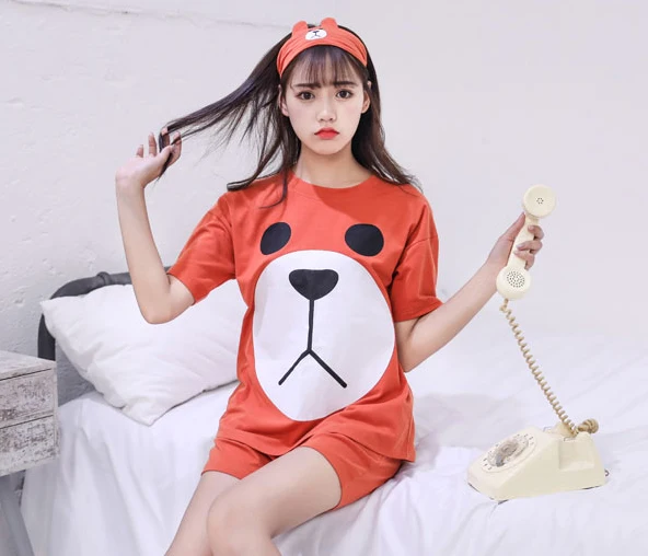 Шорты Pj набор женские пижамы с круглым вырезом Милая Пижама &quotМедвежонок&quot