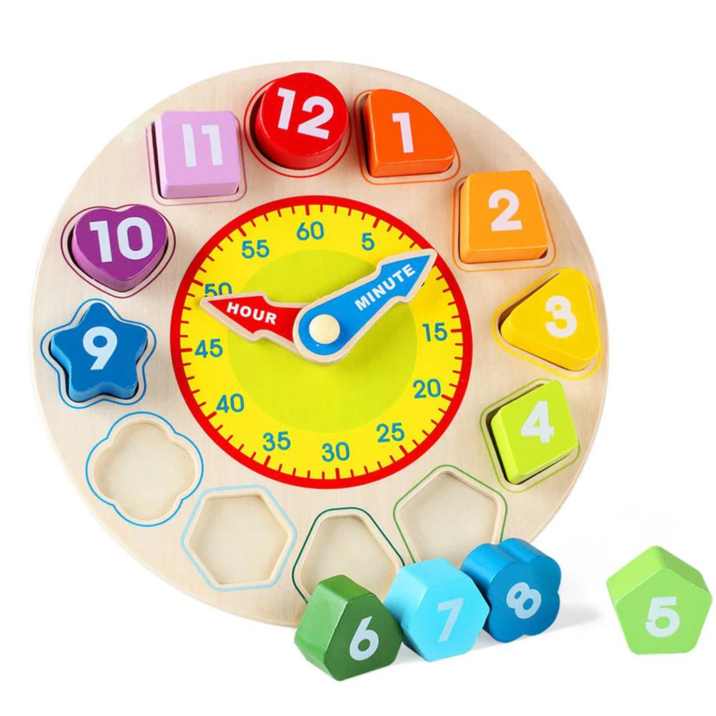 Игрушки Монтессори для дошкольного ребенка Обучающие деревянные часы