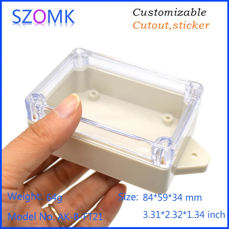 (10 шт.) 84*59*34 мм szomk IP65 водонепроницаемый корпус пластиковый проект электронные пластиковые коробки pcb