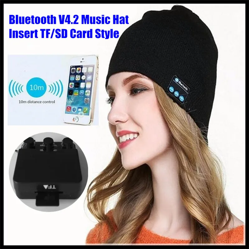 Зимняя Вязаная Шапка бини с разъемом для карт TF/SD Bluetooth V4.2|smart cap|beanie knitted hatknitted hat |