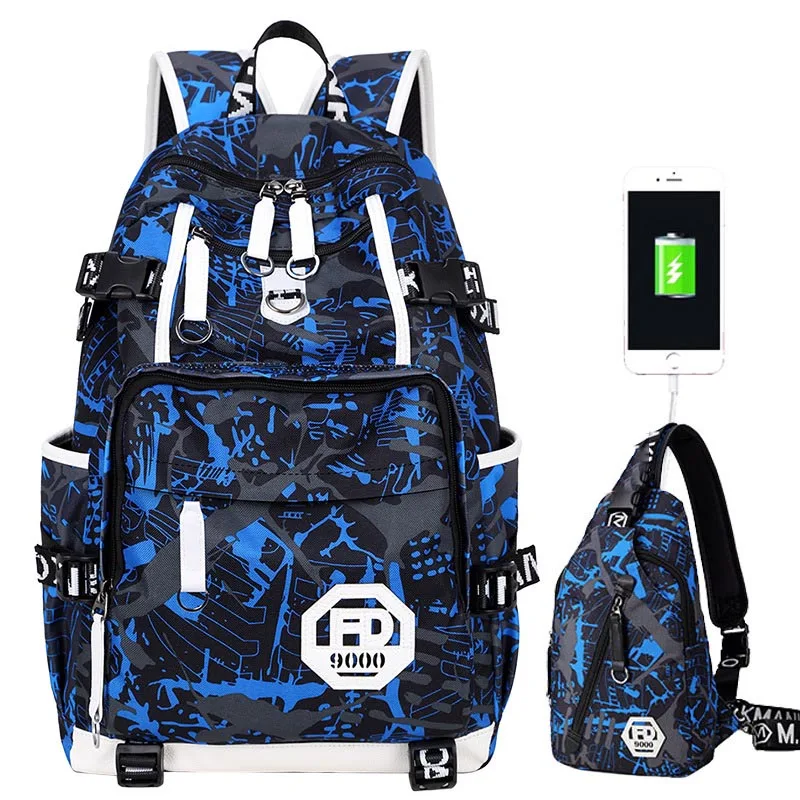 Вместительные рюкзаки для путешествий с usb портом зарядки мужской водостойкий