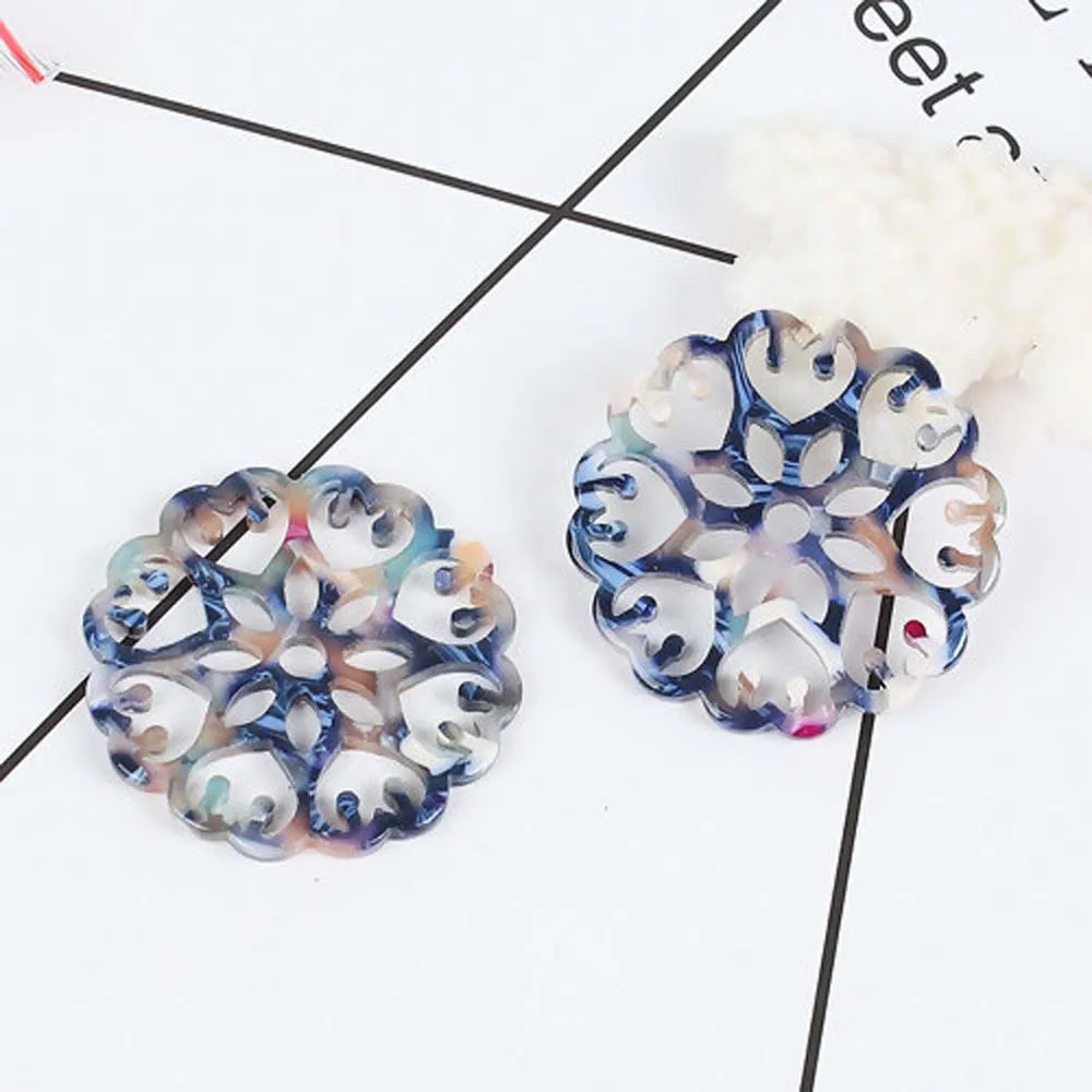 Коннектор из ацетатной смолы 5 шт. коричневый серый ажурный цветок круглый