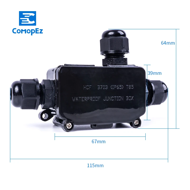 Водонепроницаемый Соединительный чехол с проводом 3 контактный наружный