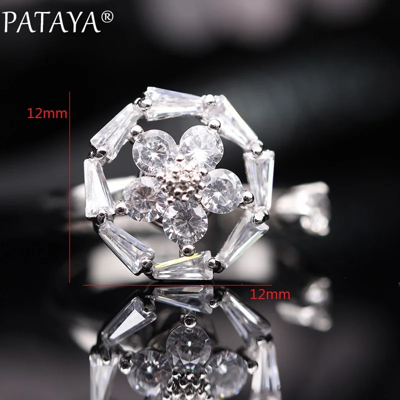 PATAYA, новинка, восьмиугольные вращающиеся кольца, 585 розовое золото, женские свадебные модные ювелирные изделия, белый натуральный циркон, разложенные кольца