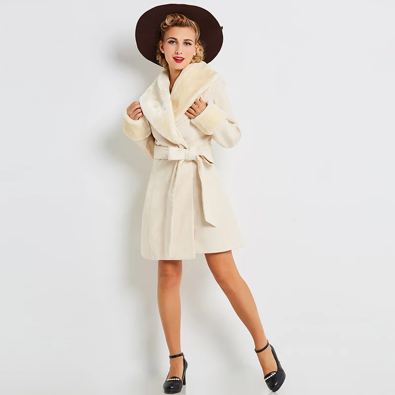 2018 Для женщин Весна-осень-зима тонкий белый пальто длинный рукав сплошной